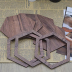 Wooden Wall Panels - 3d Hexagon Reusable Interlocking Decor with Uv Printing, Brown, angled view - House Of Avana