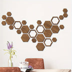Wooden Wall Panels - 3d Hexagon Reusable Interlocking Decor with Uv Printing, Brown, back view - House Of Avana