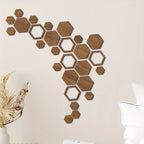 Wooden Wall Panels - 3d Hexagon Reusable Interlocking Decor with Uv Printing, Brown, lifestyle image - House Of Avana