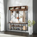 Brown Entryway Bench with Coat Rack & Shoe Storage House Of Avana