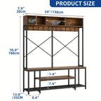 Brown Entryway Bench with Coat Rack & Shoe Storage - House of Avana