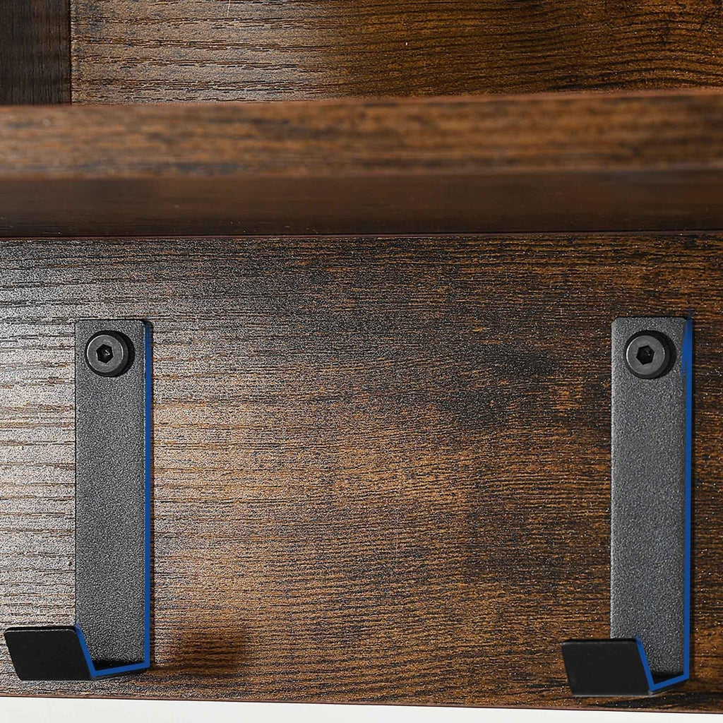 Brown Entryway Bench with Coat Rack & Shoe Storage - House of Avana