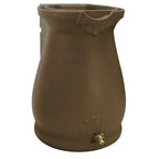 Brown Oak 65 Gallon Plastic Urn Rain Barrel with Planter Top