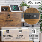 Brown Printer Stand Bookcase Power Station Mobile Office File Cabinet