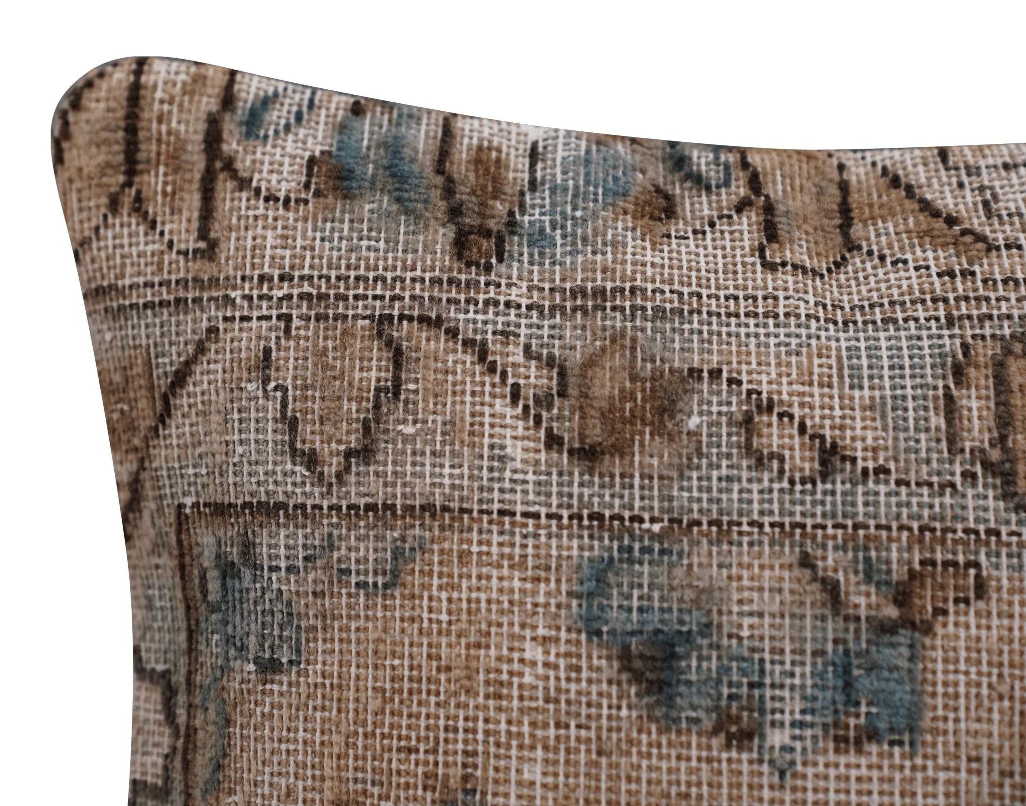 Canvello Antique Rug Brown Cushions for Sofa - 16"x16", back view - House Of Avana