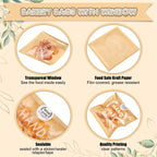 100 Small Kraft Paper Bakery Bags with Clear Window & Handmade Stickers - Brown Treat Bags for Cookies,... - House Of Avana