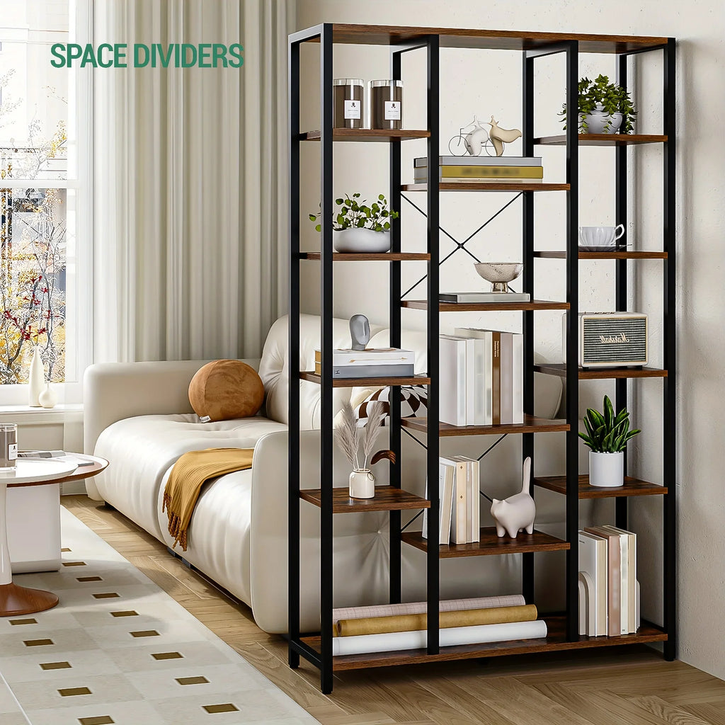 Bookcase, Triple 6-tiers Tall Bookshelf, Open Storage Shelves with Adjustable Shelves, Display Shelf for... - House Of Avana