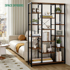 Bookcase, Triple 6-tiers Tall Bookshelf, Open Storage Shelves with Adjustable Shelves, Display Shelf for... - House Of Avana