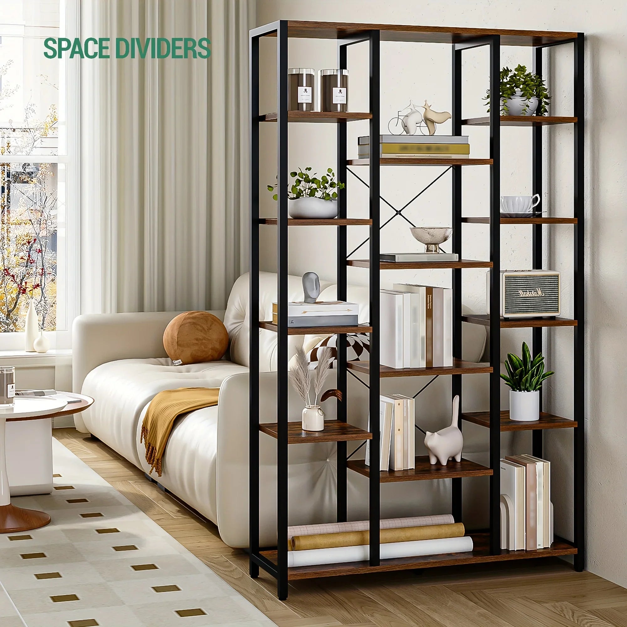 Bookcase, Triple 6-tiers Tall Bookshelf, Open Storage Shelves with Adjustable Shelves, Display Shelf for... - House Of Avana