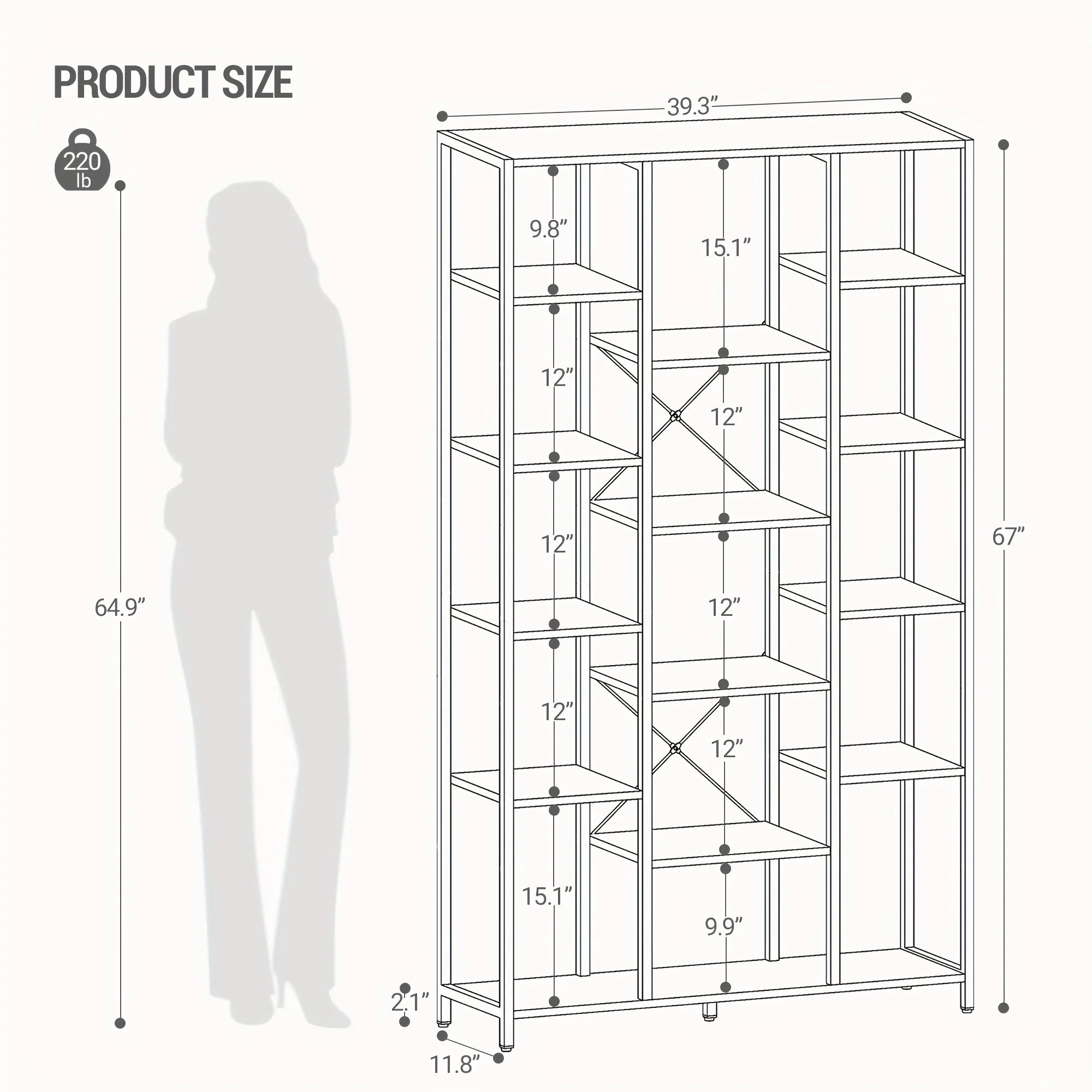 Bookcase, Triple 6-tiers Tall Bookshelf, Open Storage Shelves with Adjustable Shelves, Display Shelf for... - House Of Avana