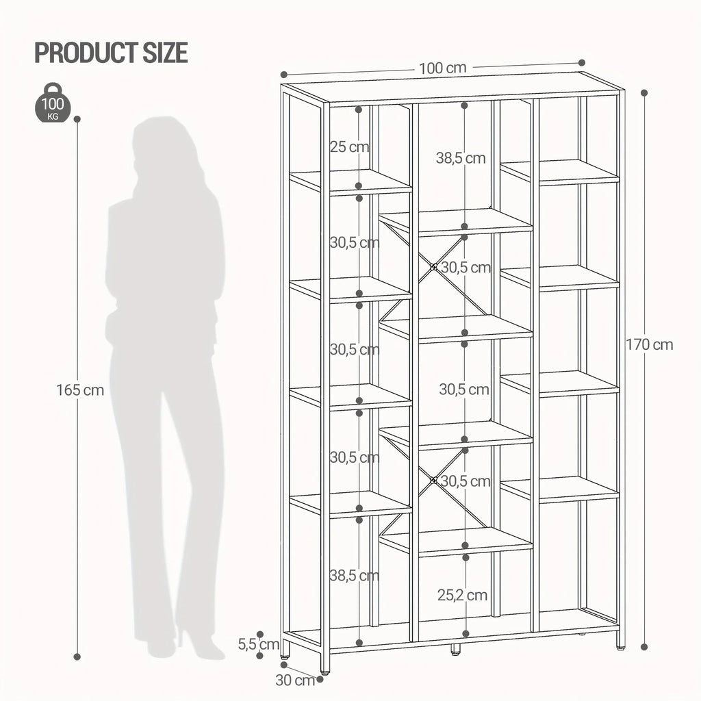 Bookcase, Triple 6-tiers Tall Bookshelf, Open Storage Shelves with Adjustable Shelves, Display Shelf for... - House Of Avana