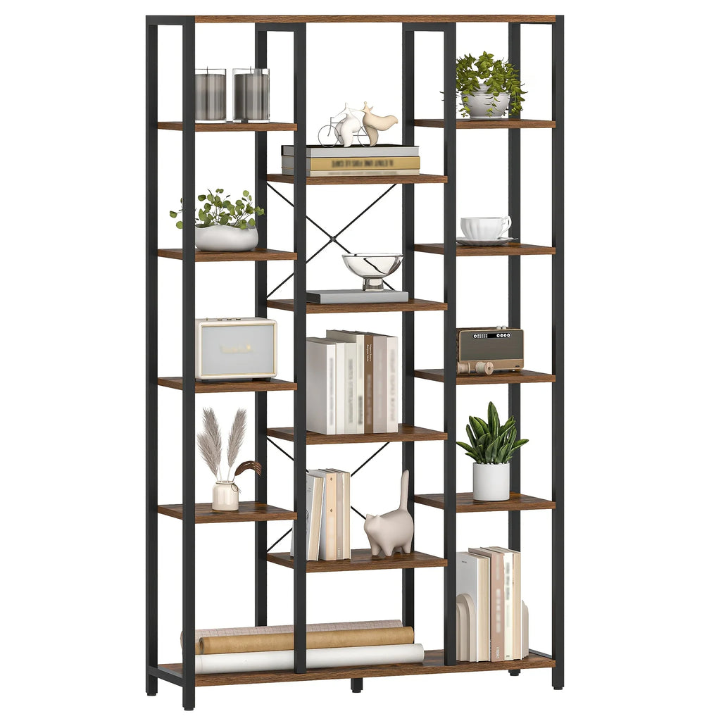 Bookcase, Triple 6-tiers Tall Bookshelf, Open Storage Shelves with Adjustable Shelves, Display Shelf for... - House Of Avana