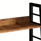 Bookshelf with Louvered Doors, 3-tier Ladder Shelf with Cabinet Industrial Accent Furniture for Bedroom... - House Of Avana