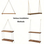 Wall Shelf - Rustic Brown Swing, angled view - House Of Avana