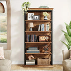 71 Inch Industrial 6-tier Bookcase - Sturdy Wood & Metal X-pattern Design, 75lb Capacity Shelves, Easy... - House Of Avana