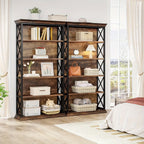 71 Inch Industrial 6-tier Bookcase - Sturdy Wood & Metal X-pattern Design, 75lb Capacity Shelves, Easy... - House Of Avana
