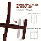 Bamboo Adjustable Plant Stand, 8-12 Inches, Reddish Brown Indoor Planter, detail shot - House Of Avana