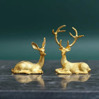 Deer Statue - Brown Elk Couple Shelf Sculpture, back view - House Of Avana