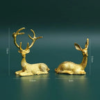 Deer Statue - Brown Elk Couple Shelf Sculpture, top view - House Of Avana
