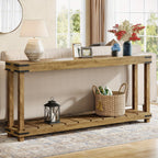 Farmhouse 70.9" Extra Long Console Table - Rustic Brown Engineered Wood Sofa Table with 2-tier Storage... - House Of Avana