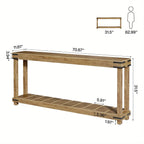 Farmhouse 70.9" Extra Long Console Table - Rustic Brown Engineered Wood Sofa Table with 2-tier Storage... - House Of Avana
