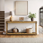 Farmhouse 70.9" Extra Long Console Table - Rustic Brown Engineered Wood Sofa Table with 2-tier Storage... - House Of Avana
