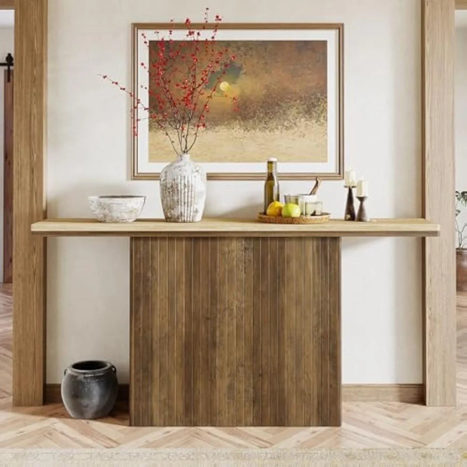 63-inch Long Console Table for Entryway, Farmhouse Wooden Sofa Table Behind Couch for Living Room,... - House Of Avana