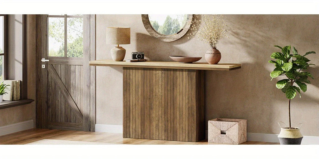 63-inch Long Console Table for Entryway, Farmhouse Wooden Sofa Table Behind Couch for Living Room,... - House Of Avana