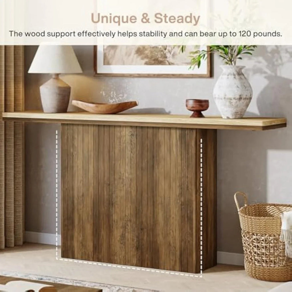 63-inch Long Console Table for Entryway, Farmhouse Wooden Sofa Table Behind Couch for Living Room,... - House Of Avana