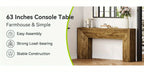 63" Extra Long Brown Wooden Console Table for Entryway - Modern Rustic Style, Engineered Wood Top, Easy... - House Of Avana