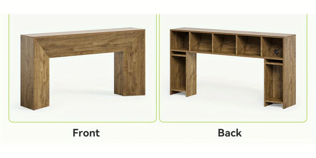 63" Extra Long Brown Wooden Console Table for Entryway - Modern Rustic Style, Engineered Wood Top, Easy... - House Of Avana