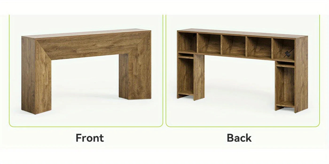 63" Extra Long Brown Wooden Console Table for Entryway - Modern Rustic Style, Engineered Wood Top, Easy... - House Of Avana