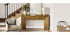 63" Extra Long Brown Wooden Console Table for Entryway - Modern Rustic Style, Engineered Wood Top, Easy... - House Of Avana