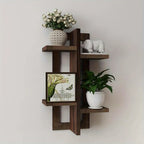 Brown wooden floating shelves mounted on wall, rustic wood décor - House of Avana