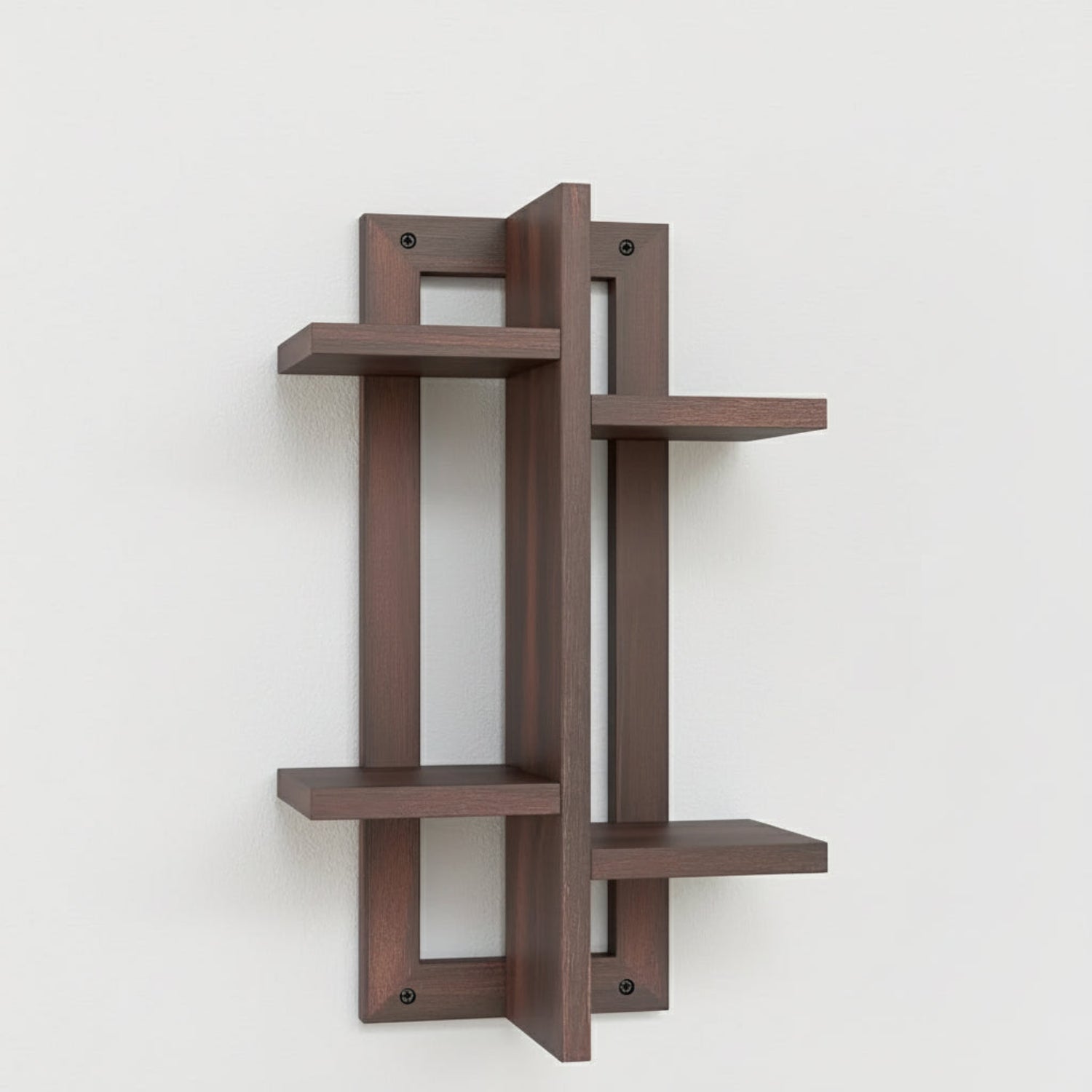 Brown Wall Mounted Floating Wood Shelves, front view - House Of Avana