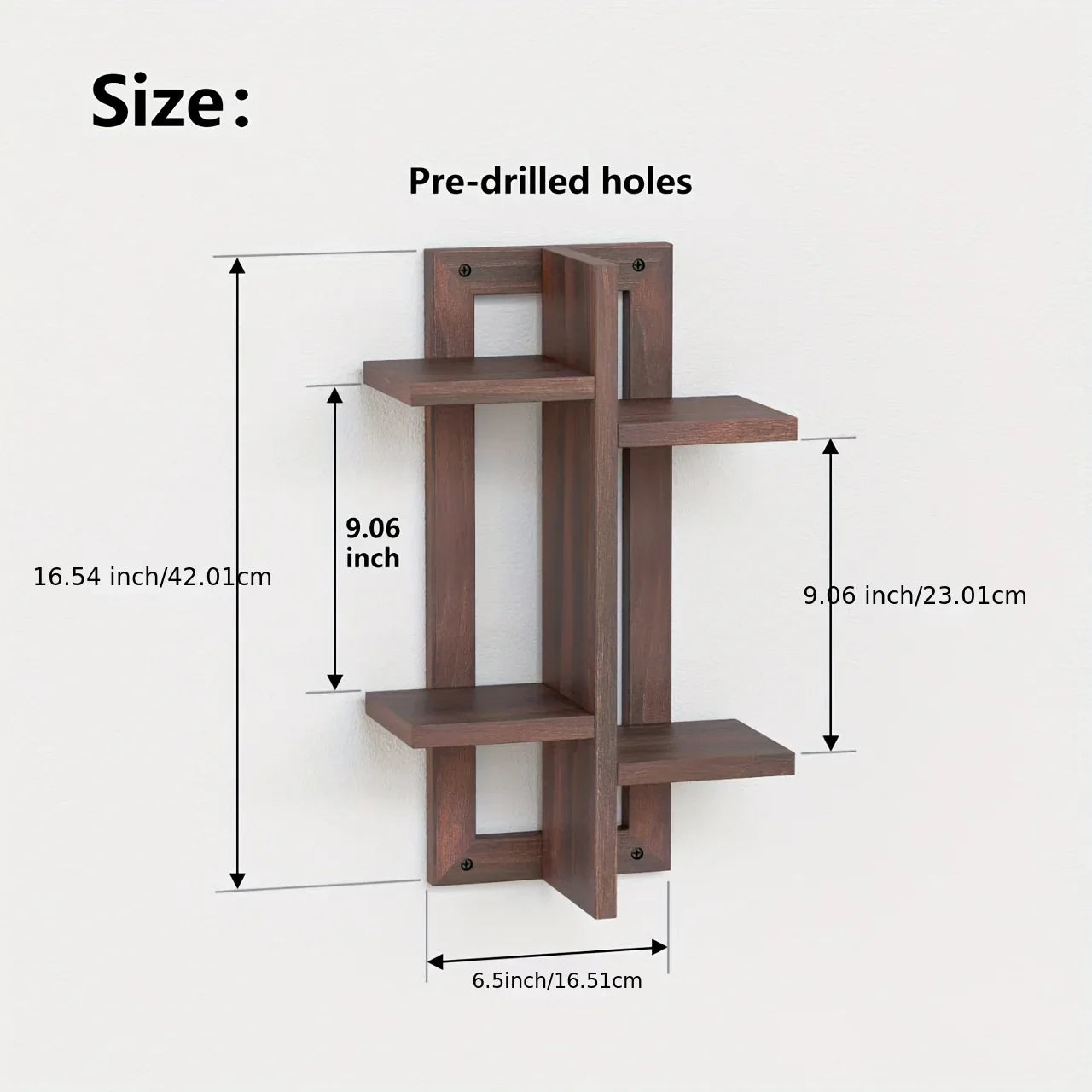 Brown Wall Mounted Floating Wood Shelves, side view - House Of Avana