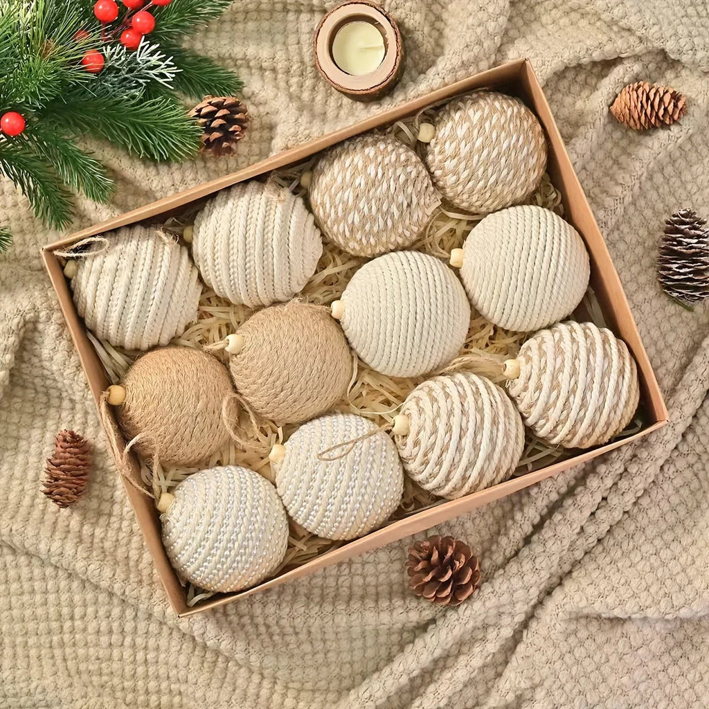 Brown Christmas Ball Set S with Wooden Clips 3.15-inch Rope - House Of Avana