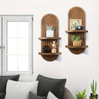 Wall Shelves - Layer Wooden Brown, front view - House Of Avana