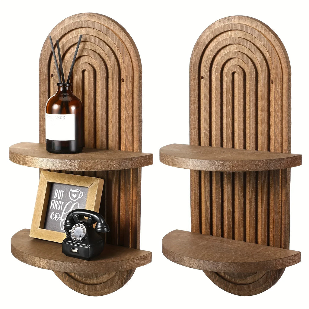 Wall Shelves - Layer Wooden Brown, lifestyle image - House Of Avana