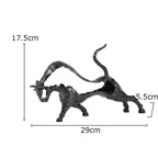 Black Cast Iron Bull Statue Animal Sculpture, angled view - House Of Avana