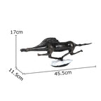 Black Cast Iron Bull Statue Animal Sculpture, angled view - House Of Avana