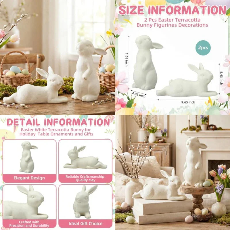 Bunny Figurines - Rustic Terracotta 2pcs