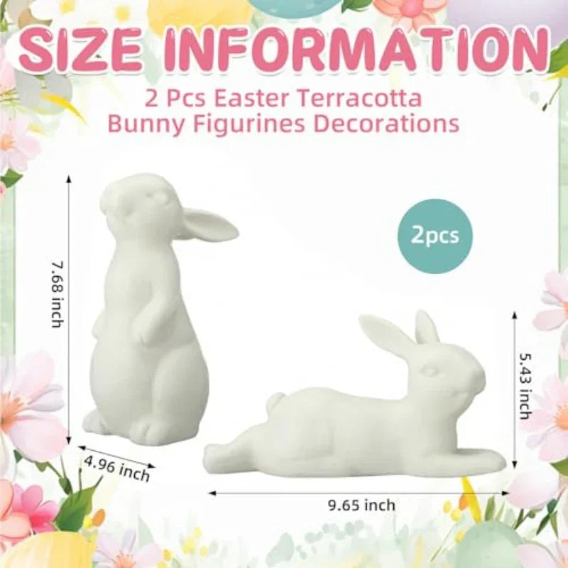 Bunny Figurines - Rustic Terracotta 2pcs