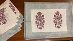 Burgundy & Charcoal Sanganer hand block printed table mats and napkins | handmade Jaipur handicraft table runners table mats napkins hand block India natural colors aesthetics | House of Avana