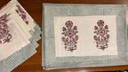 Burgundy & Charcoal Sanganer hand block printed table mats and napkins | handmade Jaipur handicraft table runners table mats napkins hand block India natural colors aesthetics | House of Avana [[SKU:HOA-TR-BUCH-002]]
