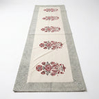 Burgundy & Charcoal Sanganer handmade cotton table runner | handmade Jaipur handicraft table runners table mats napkins hand block India natural colors aesthetics | House of Avana