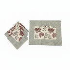 Burgundy & Slate Blue handmade 13-piece cotton table linen set | Jaipur handicraft aesthetics handmade table runners napkins table mats India natural colors hand block | House of Avana