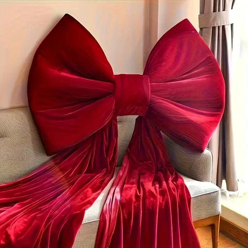Burgundy Satin Large Bow Ribbon Durable for Decorations - House Of Avana