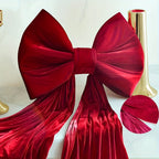 Burgundy Satin Large Bow Ribbon Durable for Decorations - House Of Avana