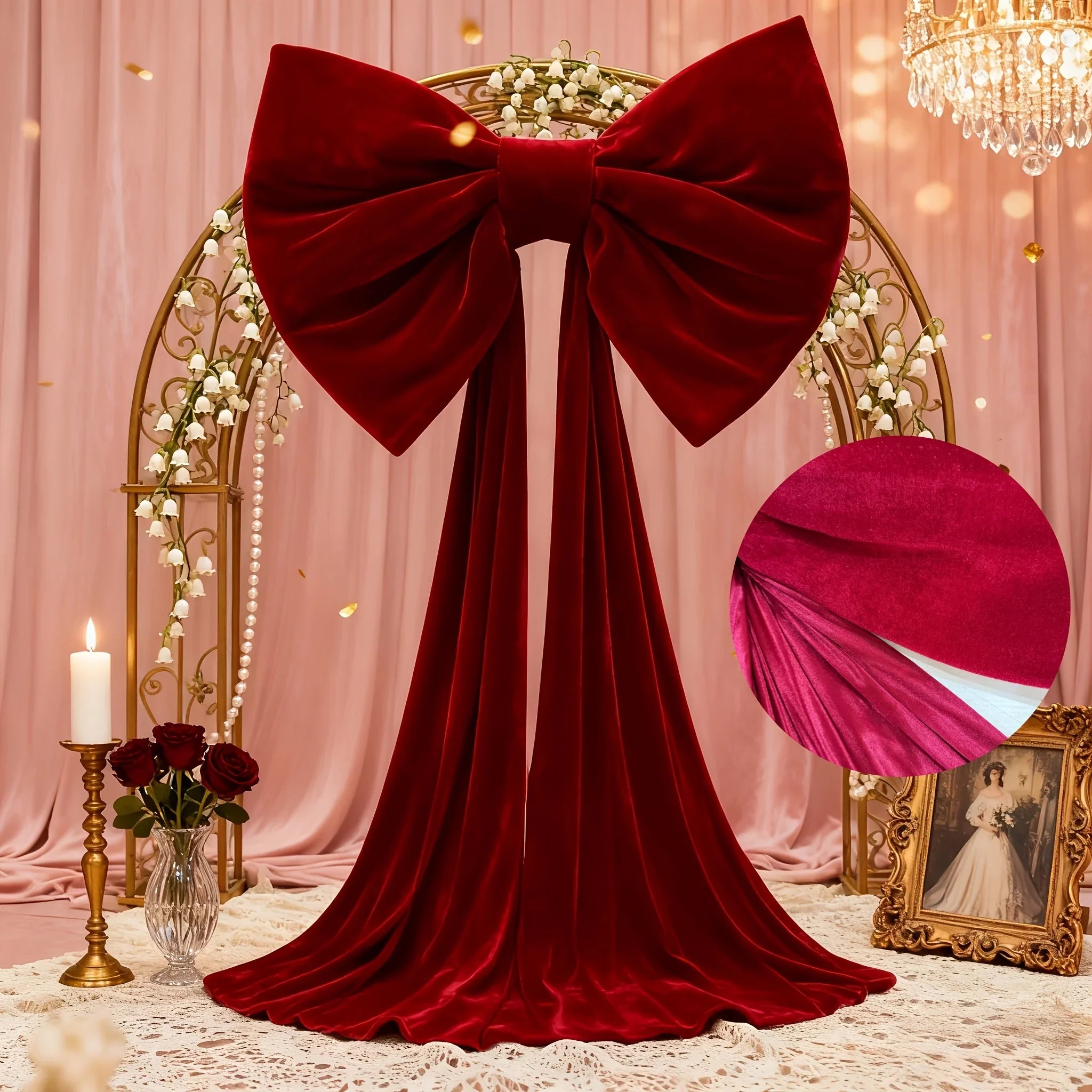 Burgundy Satin Large Bow Ribbon Durable for Decorations - House Of Avana
